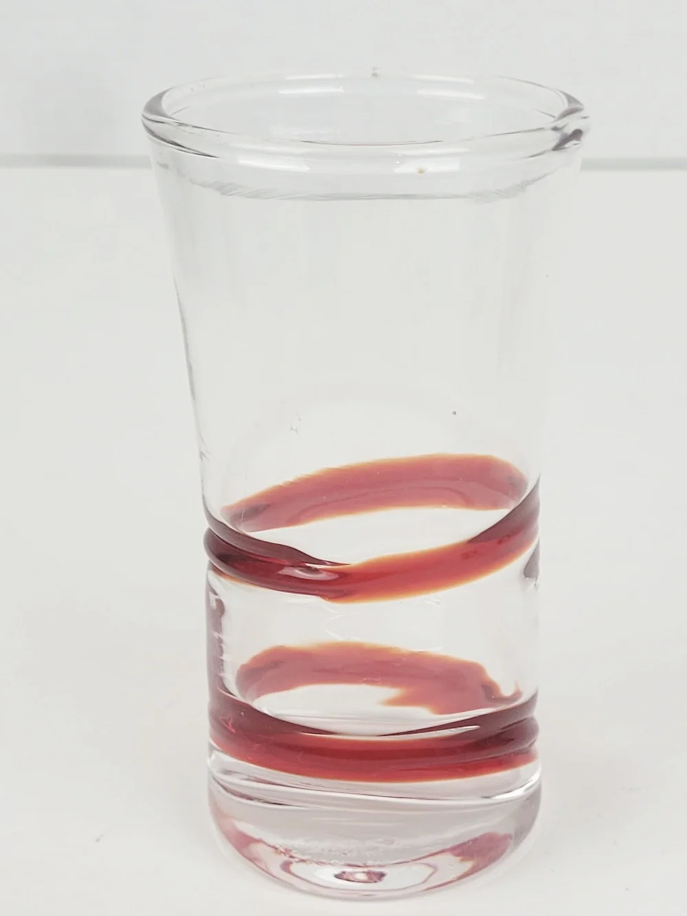Pier 1 Red Swirline Shot Glasses~2 oz Clear Shooters~Retired~Set of 5~EUC